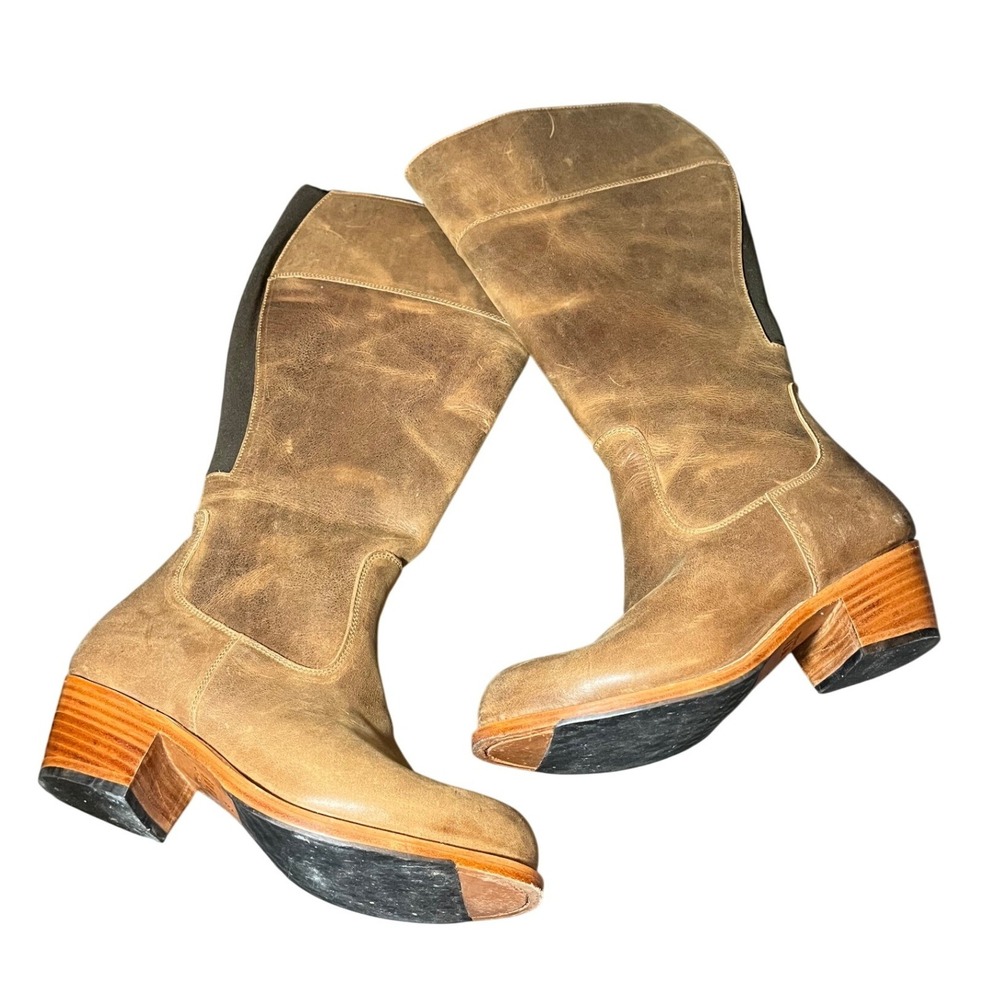 Adelante The Condesa Tall Riding Boots Womens 9D Brown Leather Block Heel
